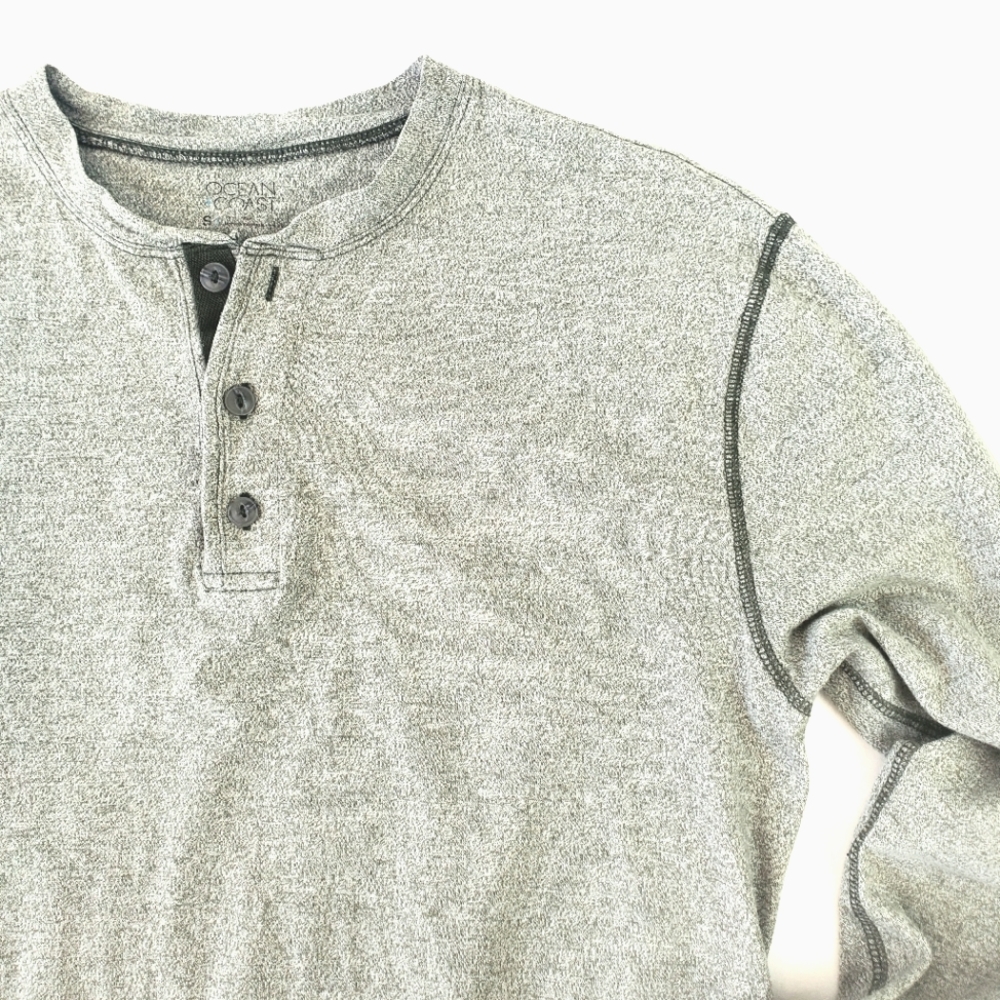 Ocean + Coast Long Sleeve Henley 100% Cotton Small Army Green - Picture 3 of 11